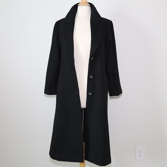 Authentic BON ANGEL vintage black long wool coat Classic EUC - Picture 5 of 8